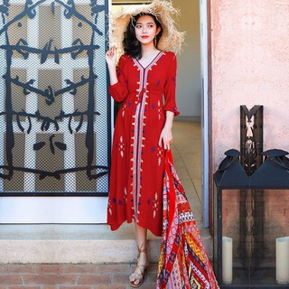 Váy boho đi biển dáng dài