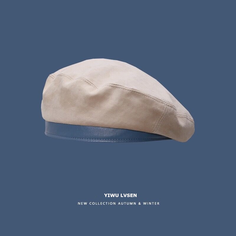 Mũ beret da lộn mềm mại phong cách Hàn Quốc cho nữ