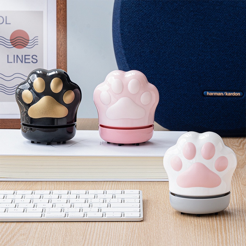 Máy Hút Bụi Mini Hình Bàn Chân Mèo Kèm Sạc USB Tiện Dụng Cho Trường Học/ Văn Phòng