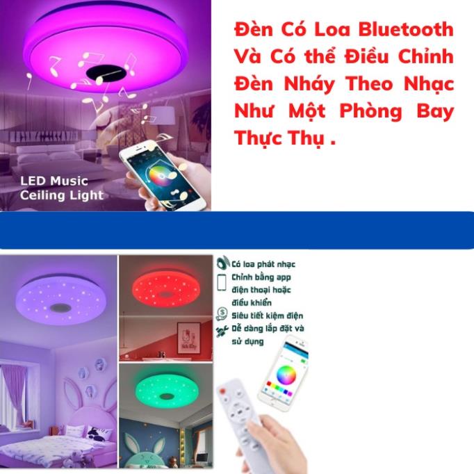 Đèn led ốp trần nhiều màu sắc thông minh kiêm loa nghe nhạc bluetooth có điều khiển qua smartphone công suất 36w