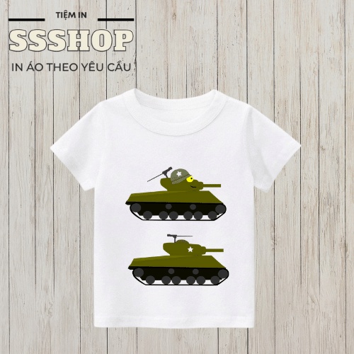 Áo thun bé trai và bé gái in hình hoạt hình Xe Tăng, chất liệu cotton thoáng mát, hình in PET rất đẹp SSSHOP 06