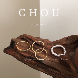 Set 4 Nhẫn Đính Ngọc | CHOU ACCESSORIES |
