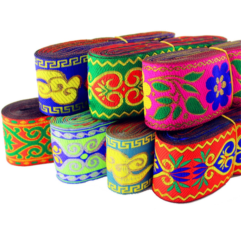 Set 7 Yards Vải Ren 5cm Họa Tiết Dân Tộc Dùng Làm Dây Ruy Băng Thủ Công DIY