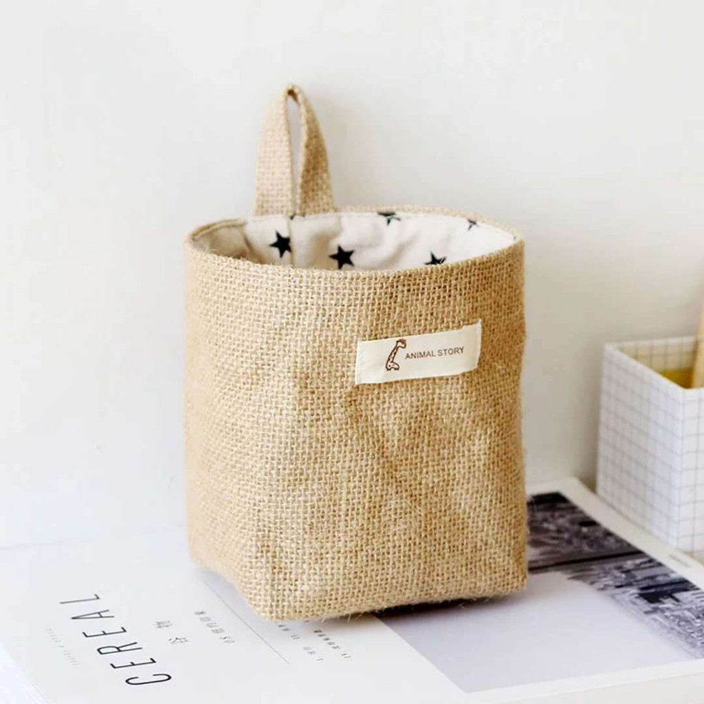 Factory in Stock Cotton and Linen Creative Hanging Storage Bag behind the Door Wall Hanging Desktop Sundries Jute Storag | BigBuy360 - bigbuy360.vn