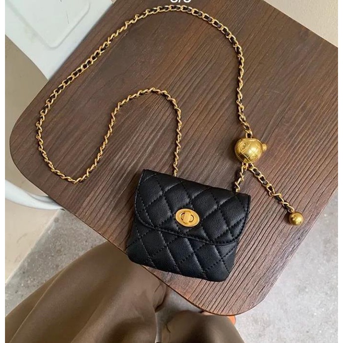 Túi Đeo Hông Cỡ Nhỏ Dây Xích Trang Trí Quả Bóng Vàng Đồng Thời Trang Dành Cho Bạn Nữ