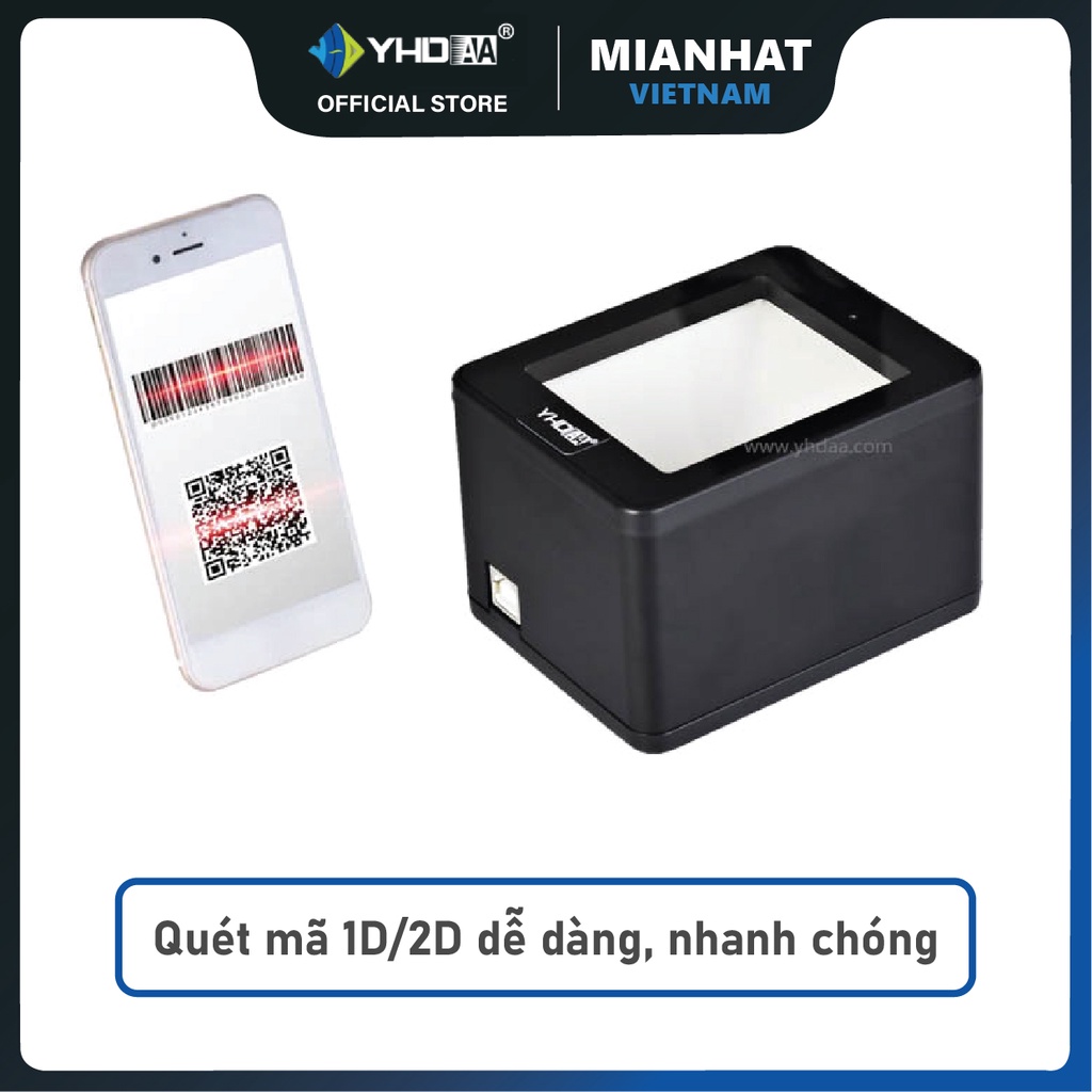 Máy đọc mã vạch để bàn có dây YHD 9800 2D - Máy quét mã vạch siêu thị - Đầu đọc mã vạch có dây tính tiền bán hàng