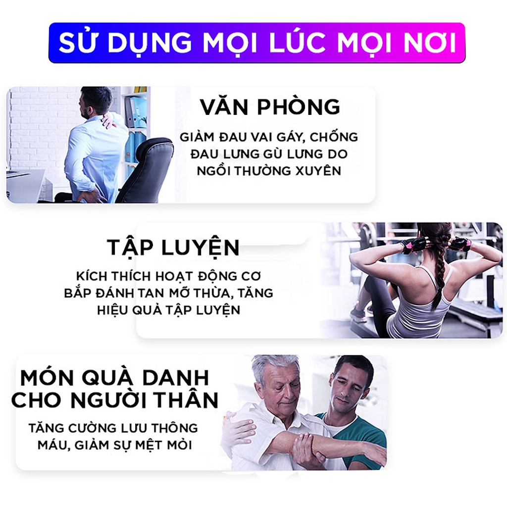 Máy massage cầm tay JESSE 4 đầu massage 6 cấp độ thư giãn trị liệu giảm đau cứng cơ hiệu quả. Hàng Chính Hãng.