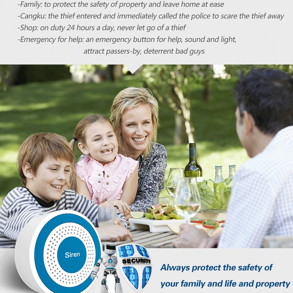 Âm thanh và ánh sáng không dây 433mhz siren treble siren