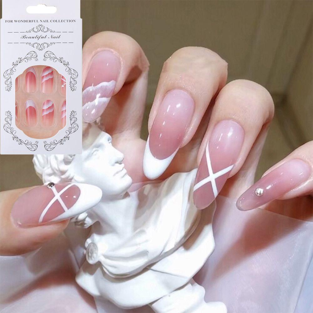 MIHAN1 Bộ 24 Móng Tay Giả Thời Trang