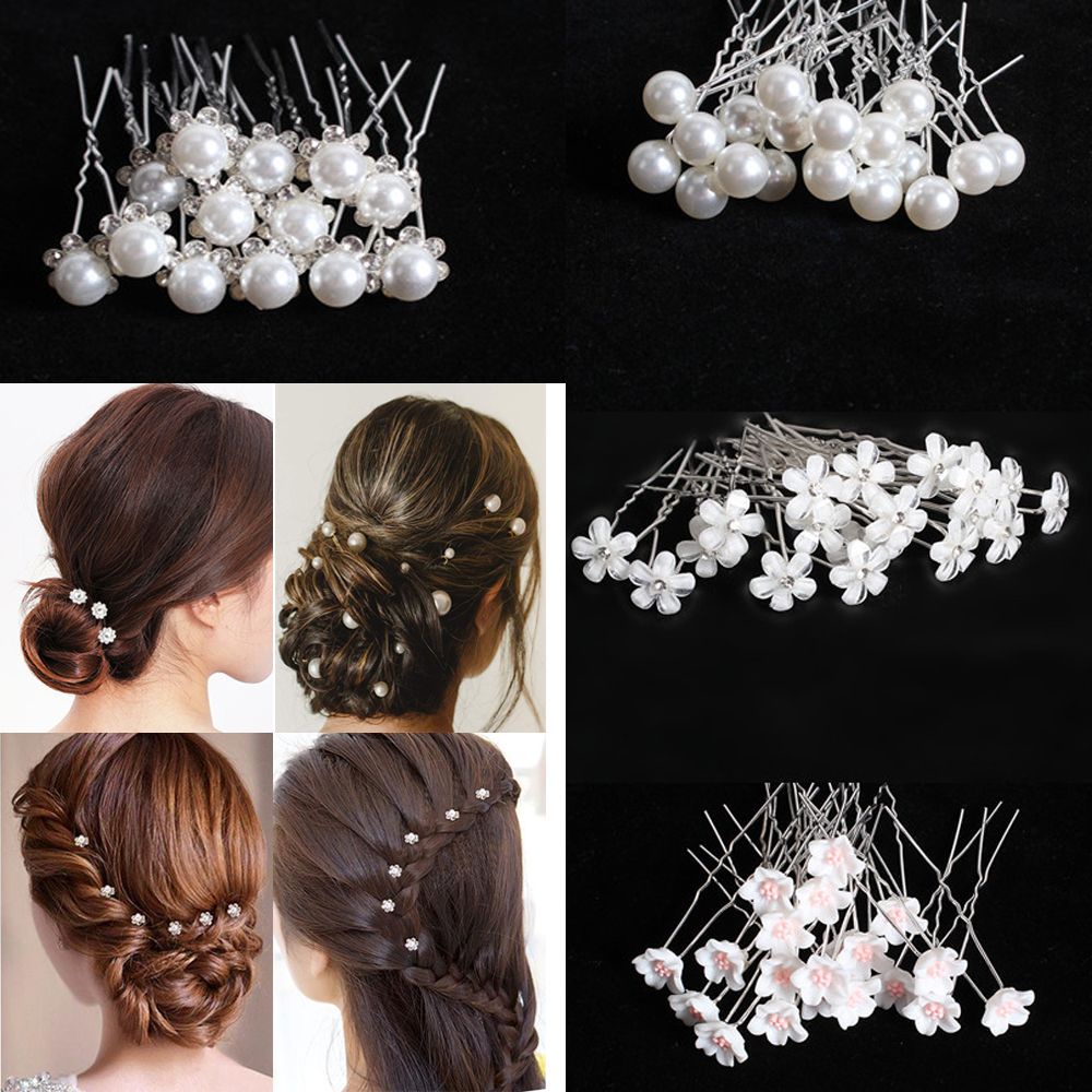 Set 20 kẹp tóc hình chữ u đính pha lê thời trang trang trí tóc cô dâu
