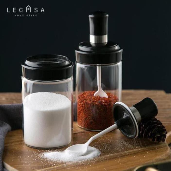 Lọ đựng gia vị, hũ đựng gia vị thủy tinh kèm thìa múc bảo quản gia vị lâu dài không bị vón cục Thiết kế tiện lợi,nhỏ gọn | BigBuy360 - bigbuy360.vn