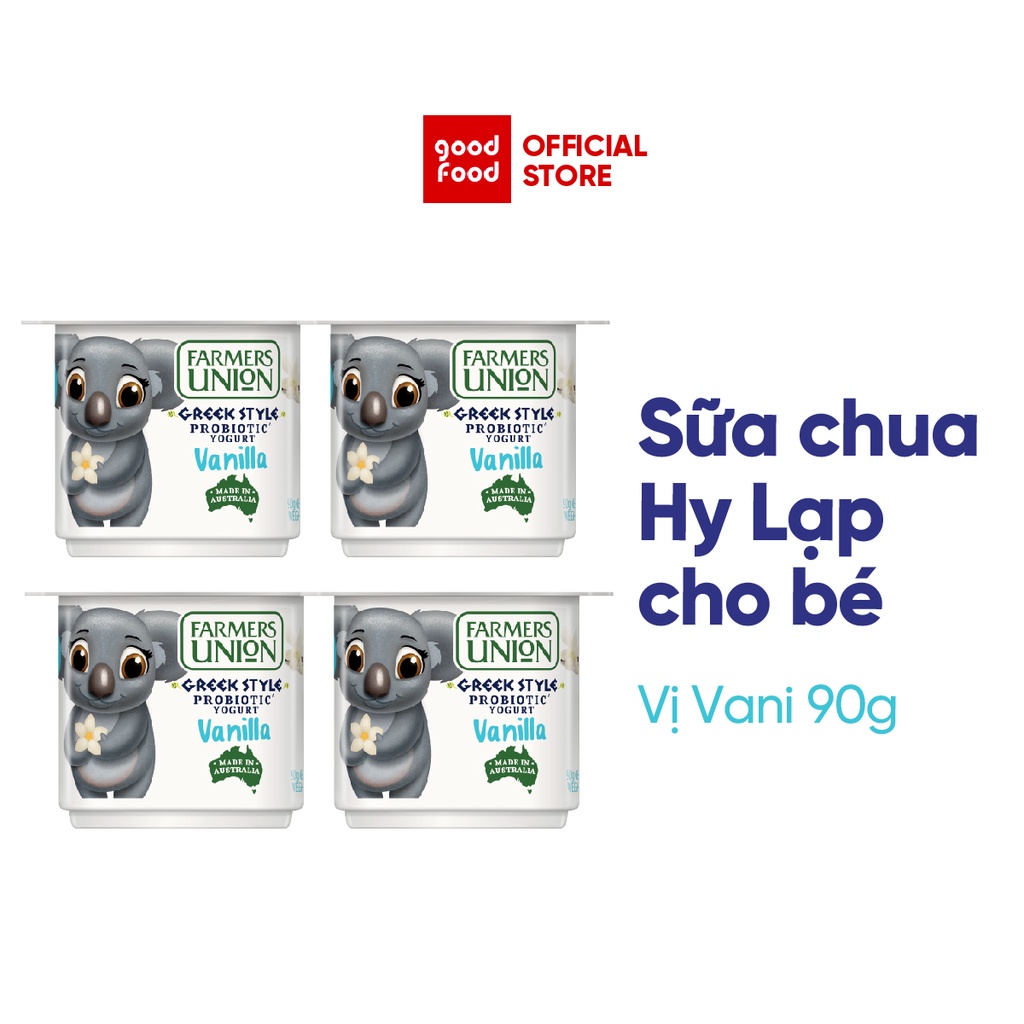 Sữa Chua  Hy Lạp Farmers Union vị vani 90g - 4 hộp