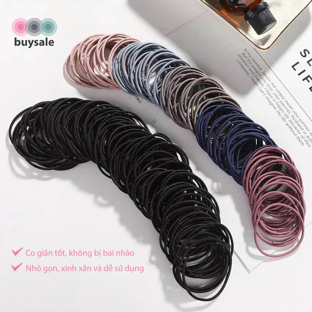 1 túi zip = 100 cái thun buộc tóc mix màu ngẫu nhiên màu sắc đơn giản dùng cho phái đẹp, bé gái - Buysales - BSPK258