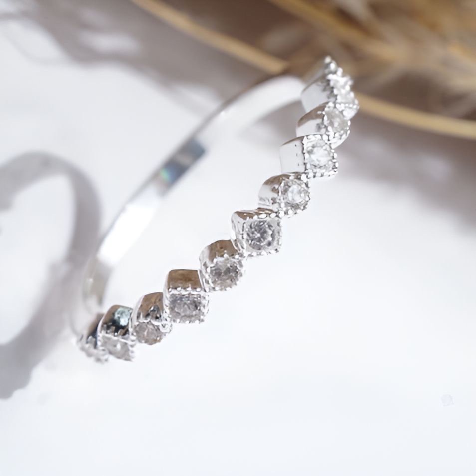 Nhẫn Bạc Ta CaoBac Silver Đính Đá Hình Thoi Tính Tế Nhẹ Nhàng Nữ Tính
