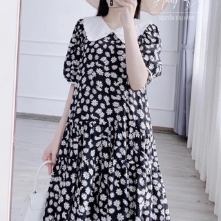 Váy bầu lụa hoa cúc siêu xinh.