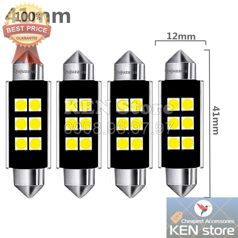 Bóng led trần ô tô, bóng soi biển số 6 chip 3030 siêu sáng