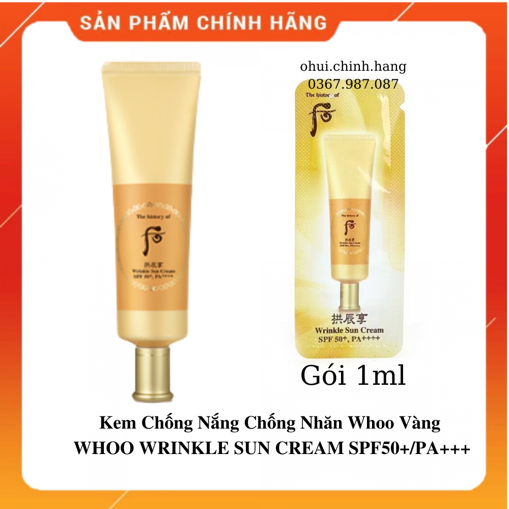 Gói kem chống nắng whoo vàng Winkle Sun Cream SPF 50+,PA++++ 1ml_DATE MỚI 2025_𝐄𝐁𝐈𝐒𝐔 𝐂𝐎𝐒𝐌𝐄𝐓𝐈𝐂𝐒