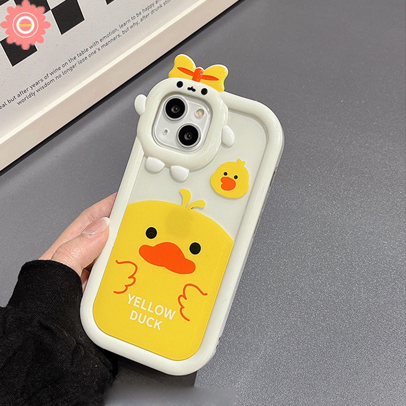 Ốp Điện Thoại Hình Chú Vịt Vàng 3D Cho iPhone 11 13 12 14 Pro MAX 7plus XR X XS MAX 7 8 6 6S 14 Plus SE 2020