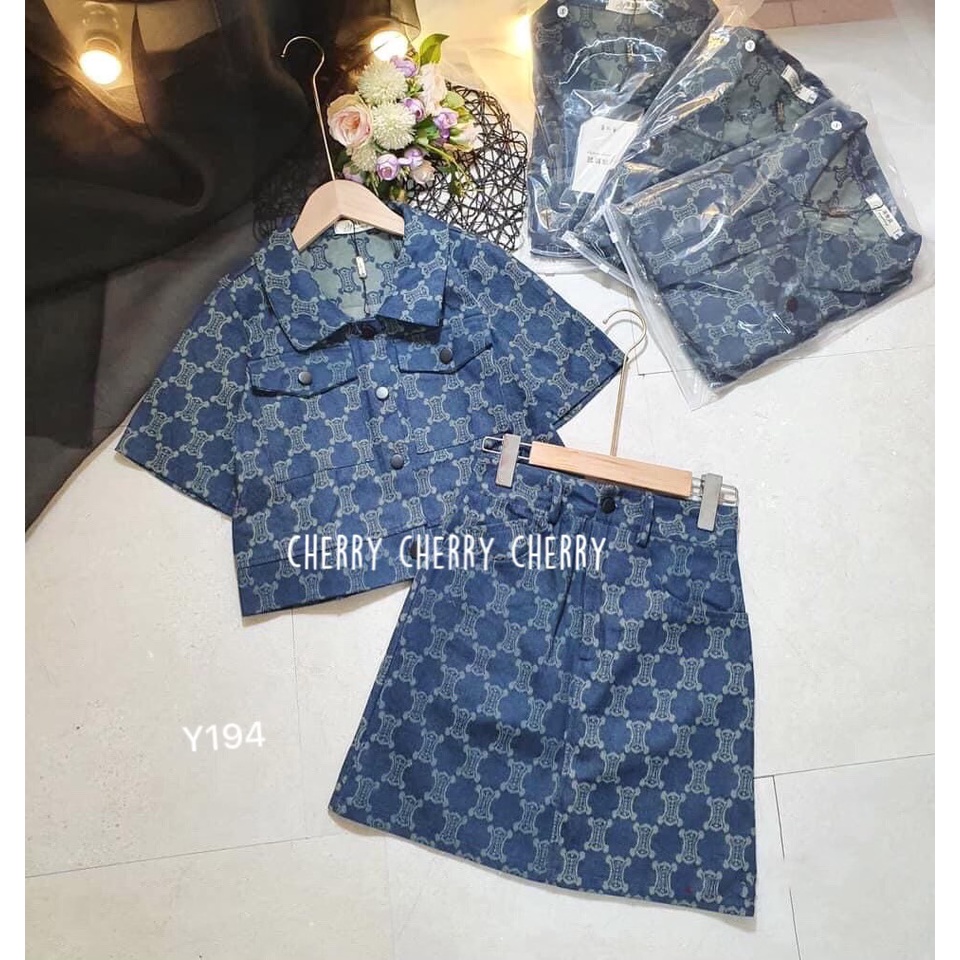Sét áo+váy bò chữ A Y194