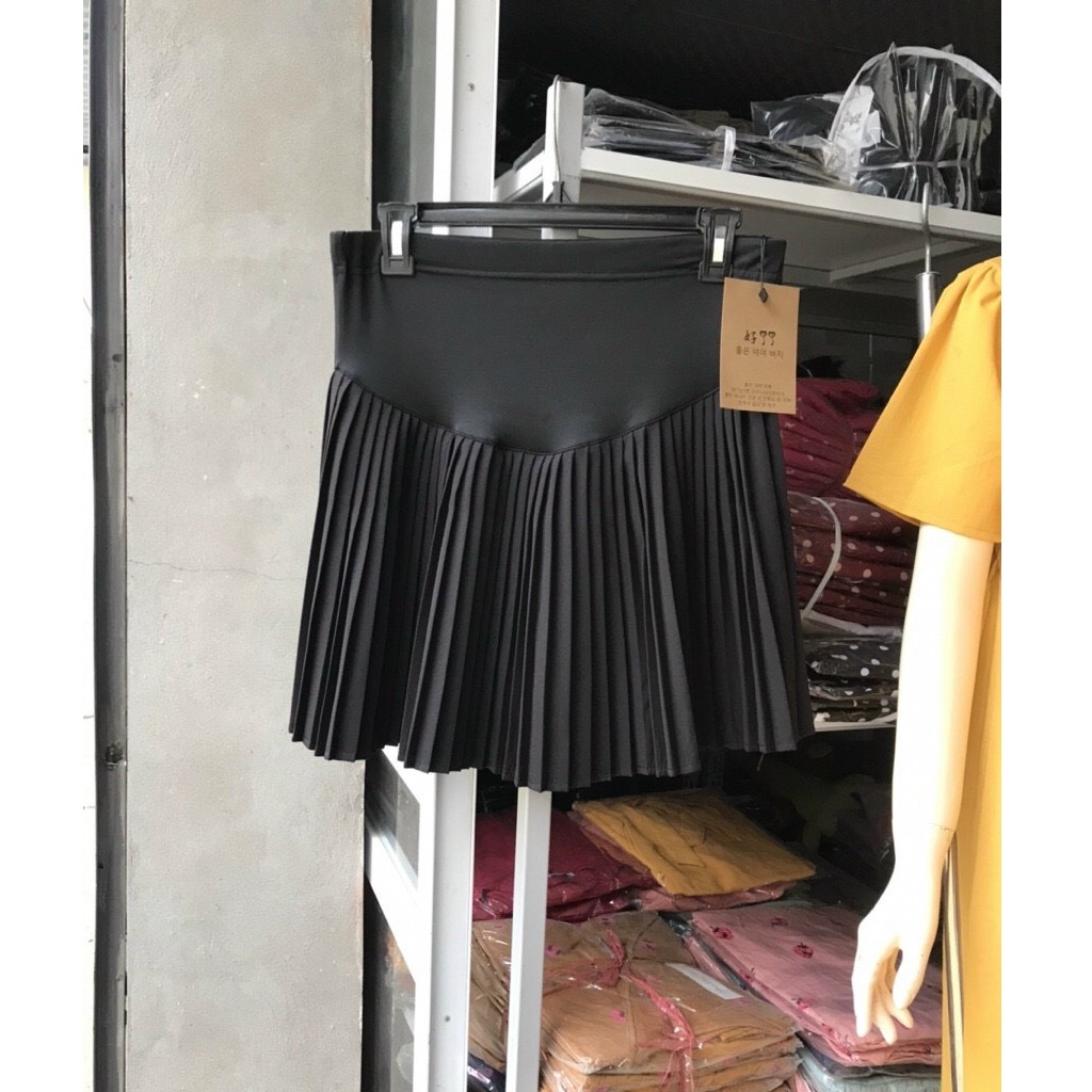 Chân Váy Bầu Xếp Li Nhỏ Xinh Xắn Thời Trang Cho Mẹ, Có Lót Quần Mềm Bên Trong