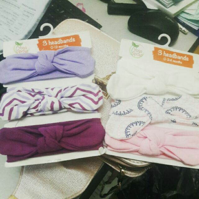 Set 3 Headbands 0-12 months - màu tím
