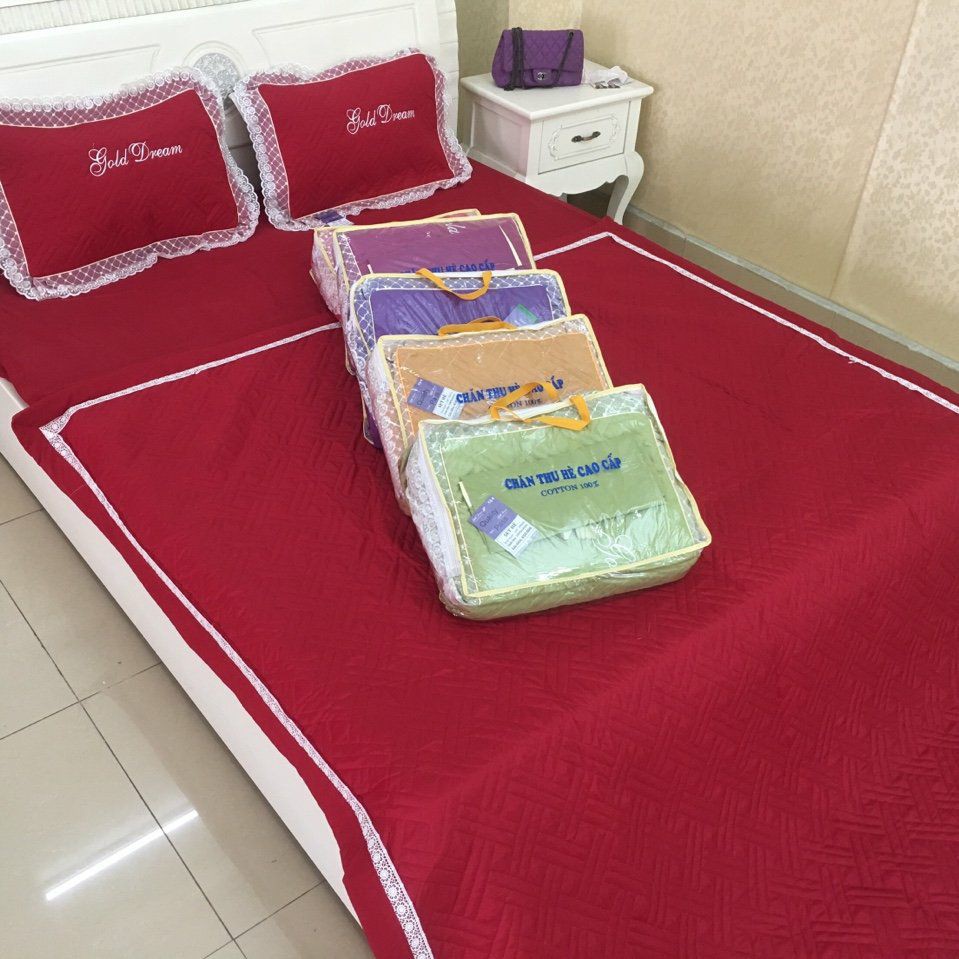 Set chăn ga gối satin xoa 4 món
