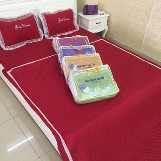 Set chăn ga gối satin xoa 4 món