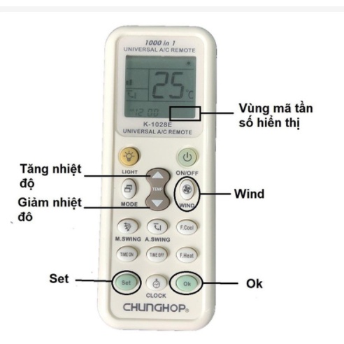 Điều khiển điều hòa Đa Năng ( kèm pin ) dùng cho tất cả các hãng điều hòa DAIKIN, PANASONIC,LG, SAMSUNG....