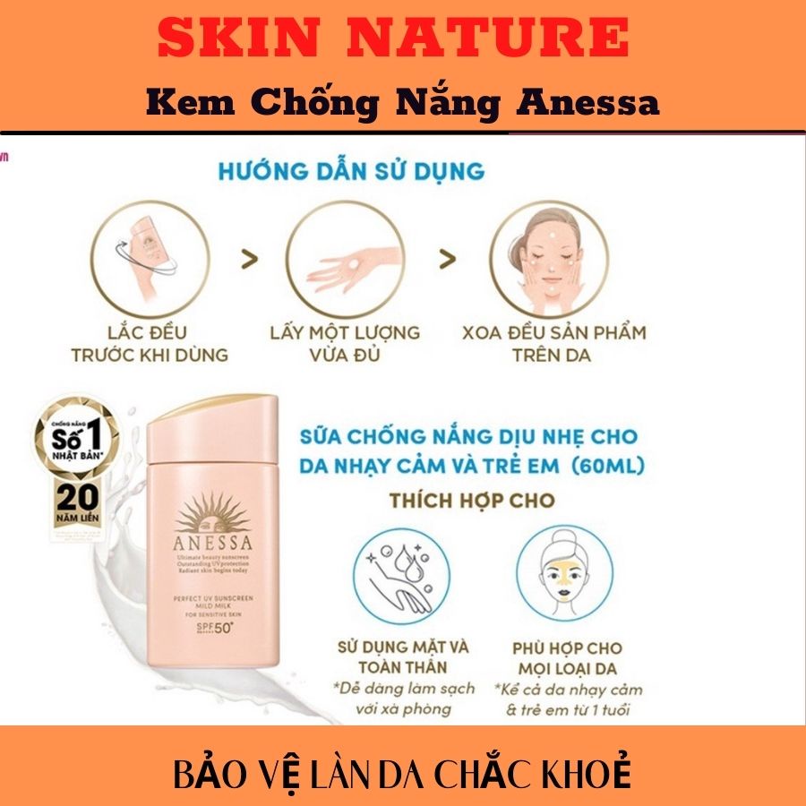 ( ❤️ HOT SALES ❤️) Kem chống nắng Anessa Perfect UV Sunscreen Skincare Milk SPF 50+ PA++++ 60ml