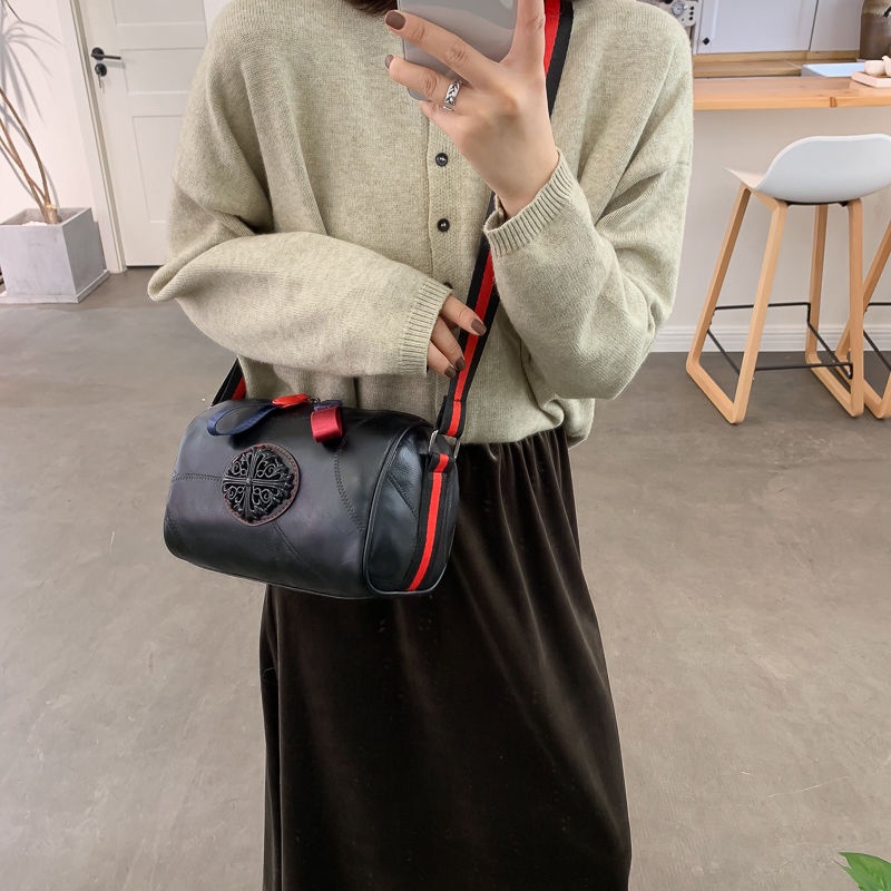 [Luo Nimei Authentic] Túi Đeo Chéo Da Cừu Mềm Sức Chứa Lớn Phong Cách Hàn Quốc Thời Trang Thu Đông Tre