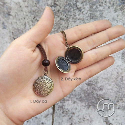 Dây chuyền lồng ảnh tròn nhỏ hoa văn