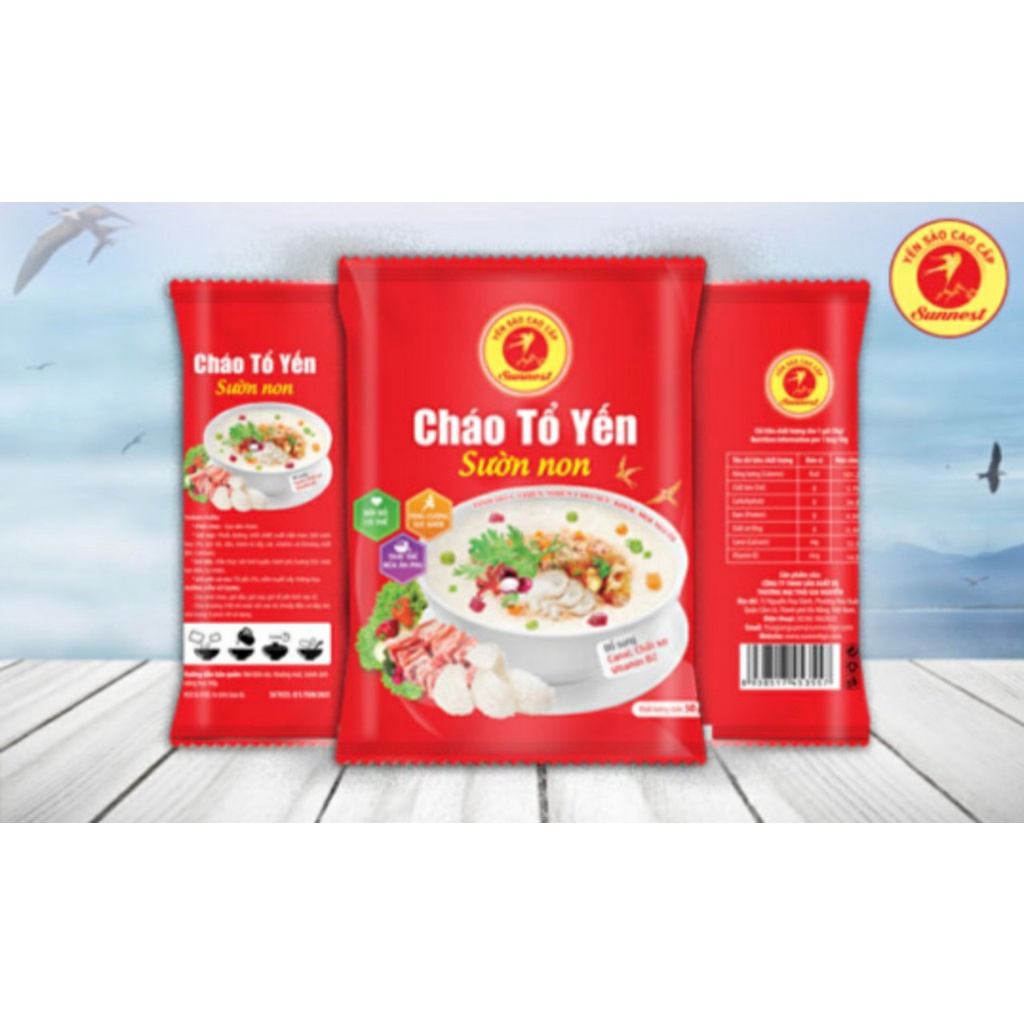 THÙNG 30 GÓI Cháo tổ yến hạt sen Sunnest vị thịt bằm 50g/gói