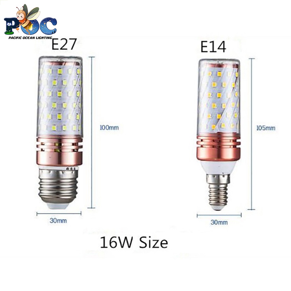 Bóng Đèn LED E14 E27 Công Suất 12W 16W 18W, Bóng Đèn 3 Màu Siêu Sáng AC 220V Bảo Hành 1 Năm POC