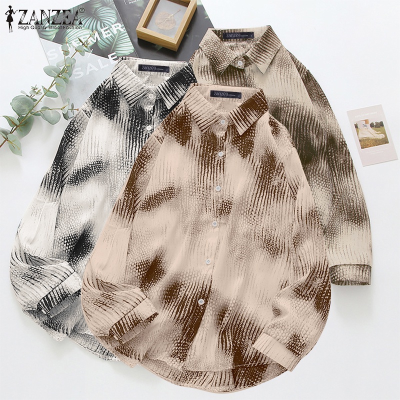 Zanzea Áo Sơ Mi Tay Dài In Họa Tiết Da Rắn Cài Nút Thời Trang Đường Phố Cho