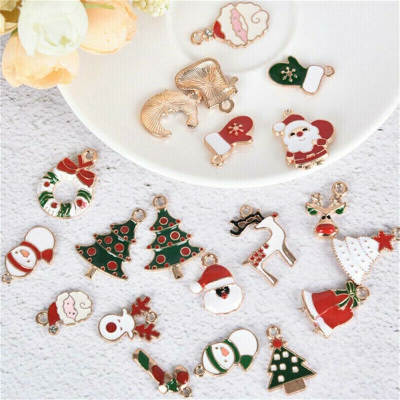 1 Set Mặt Dây Chuyền Tráng Men Thủ Công DIY Nhiều Màu Sắc Trang Trí Giáng Sinh