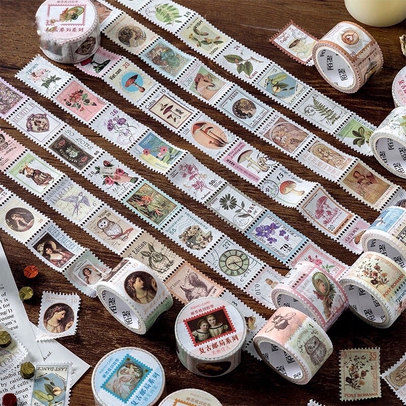 Sticker Tem Vintage dạng cuộn trang trí sổ