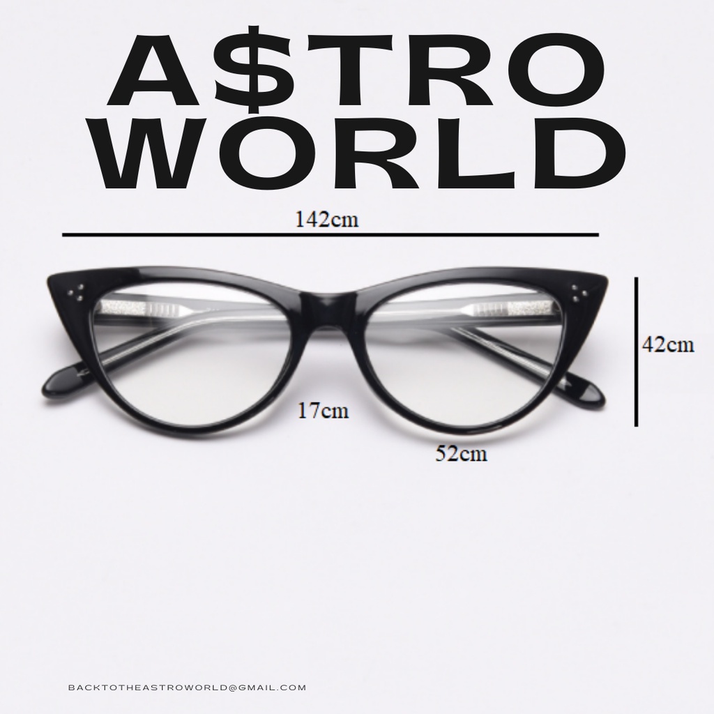 A$troWorld Ominia Kính Cận Mắt mèo thời trang cao cấp + Bao da + Nước/Khăn Lau kính + Vít chính kính + Box