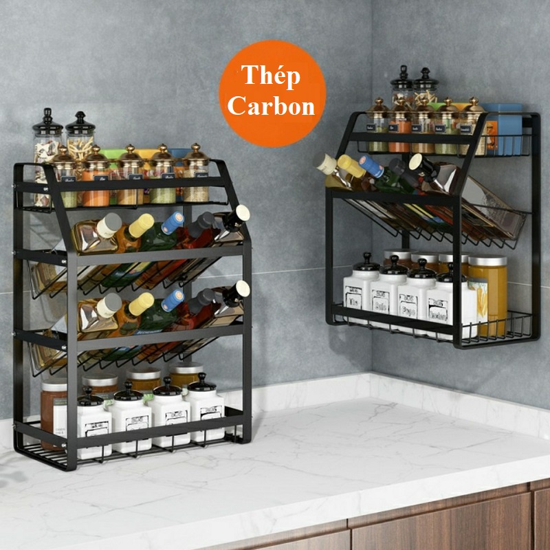 Kệ Gia Vị Nhà Bếp Chất Liệu Thép Carbon, Giá để đồ nhà bếp thiết kế thông minh gọn gàng - TAB