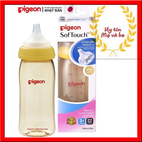 Bình Sữa Pigeon Cổ Rộng Cao Cấp 160ml/240ml cho bé