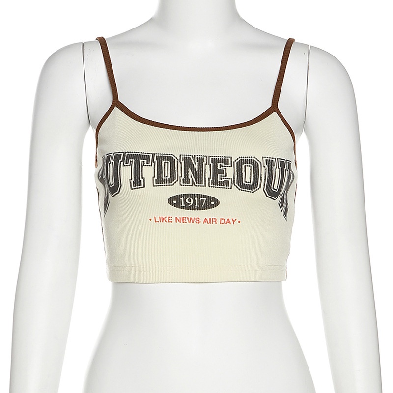 Áo Tank Top Hở Lưng In Chữ Phong Cách Đường Phố Cá Tính Cho Nữ