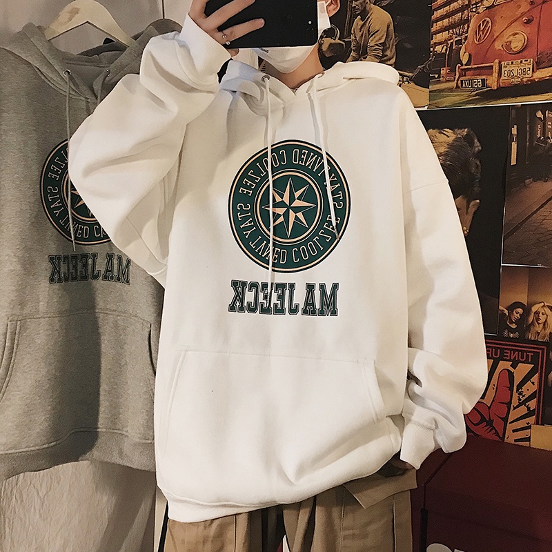 Áo Hoodie Dáng Rộng Phong Cách Hồng Kông Cá Tính Cho Nam