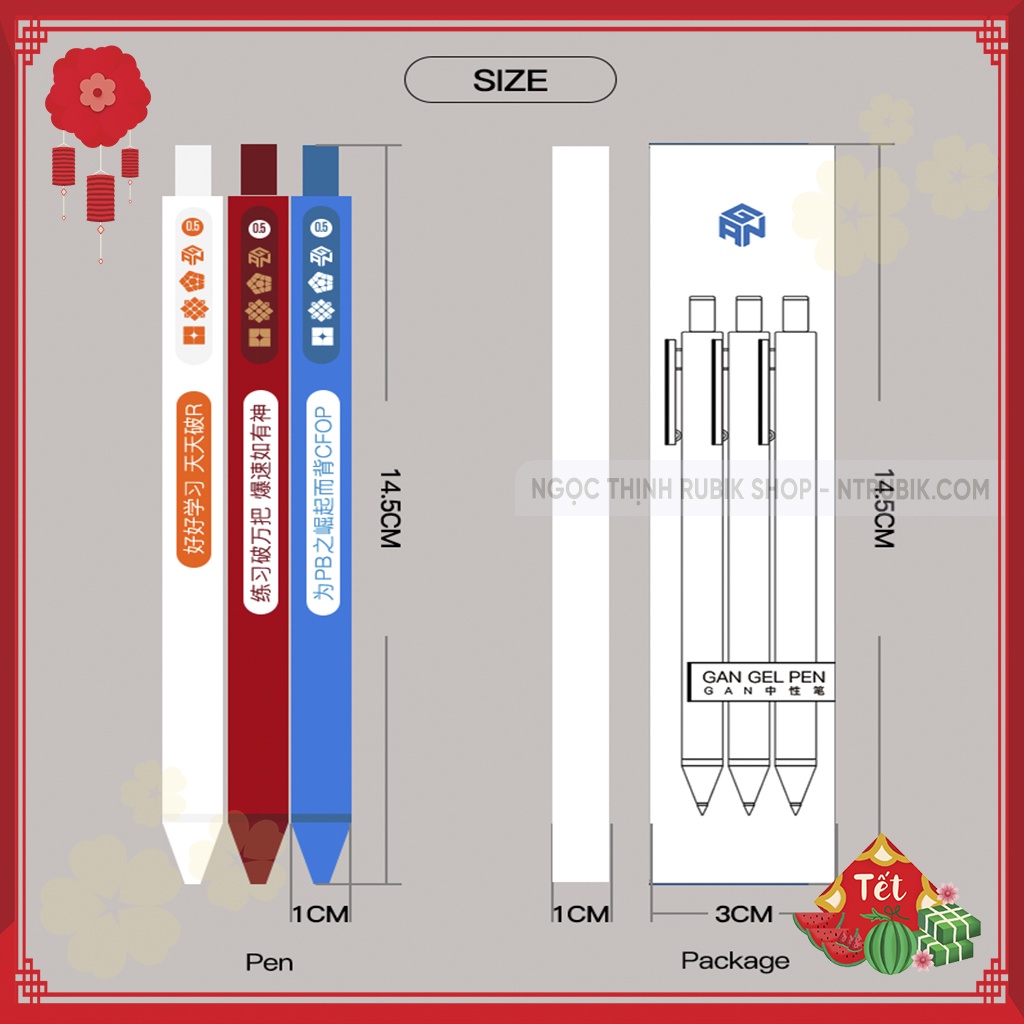 [Phụ Kiện Rubik] Gan Gel Pen - Bút Bi Gan 0.5mm Hộp 3 chiếc