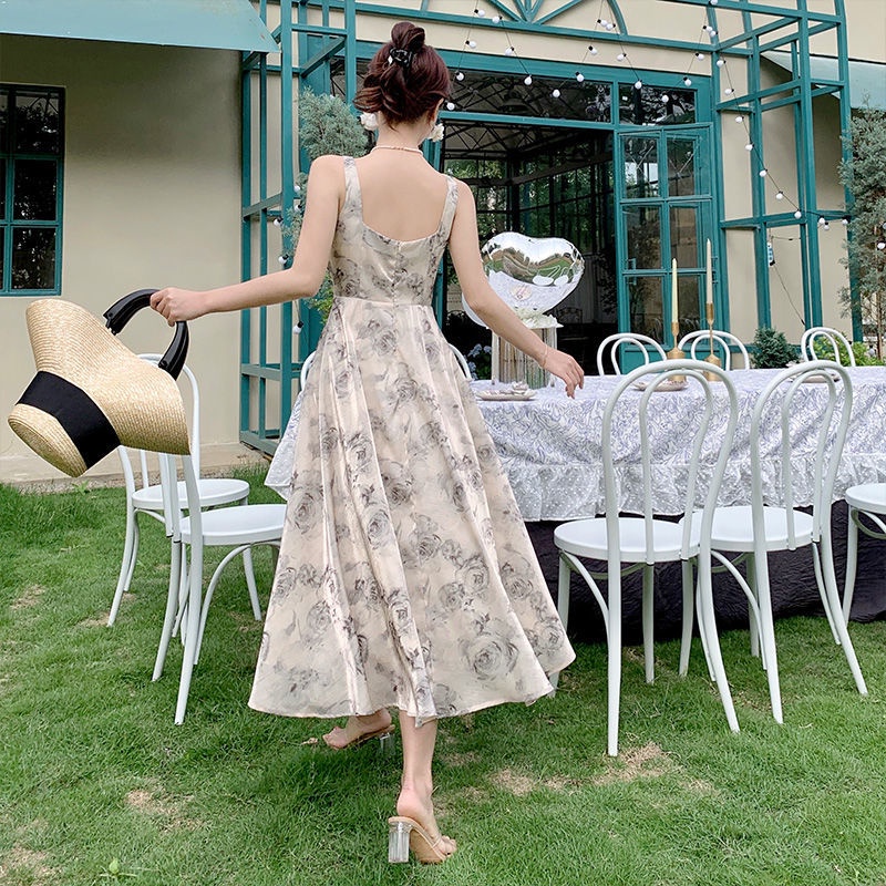 Đầm Hai Dây In Họa Tiết Thanh Lịch Cá Tính