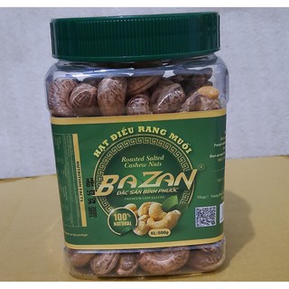 500g Hạt Điều Rang Muối BAZAN Bình Phước còn Vỏ Lụa Loại 1 - Hộp Đứng