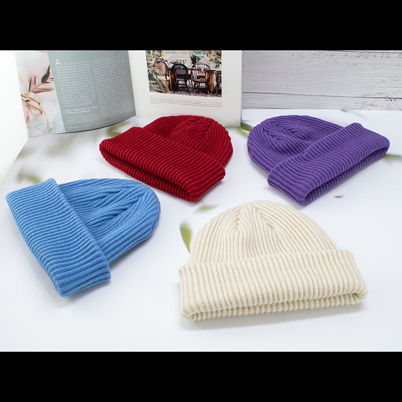 Mũ len dệt kim Nón beanie chóp ngắn Hàn Quốc thời trang unisex cho nam nữ L07
