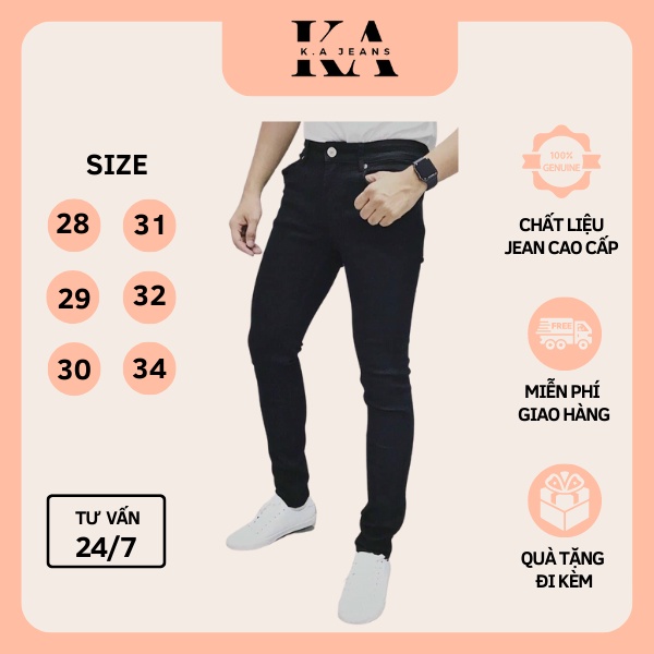 Quần jean nam, quần bò nam cao cấp, màu đen trơn, dáng Slimfit thoải mái vận động QD013 - K.A Jeans