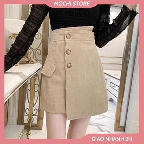 Chân Váy Nhung Nữ, Chân Váy Ngắn Chữ A ( Có Lót Quần ) Phối Túi Đính Nút Trang Trí Hàng Quảng Châu Cao Cấp, Full Size , | BigBuy360 - bigbuy360.vn