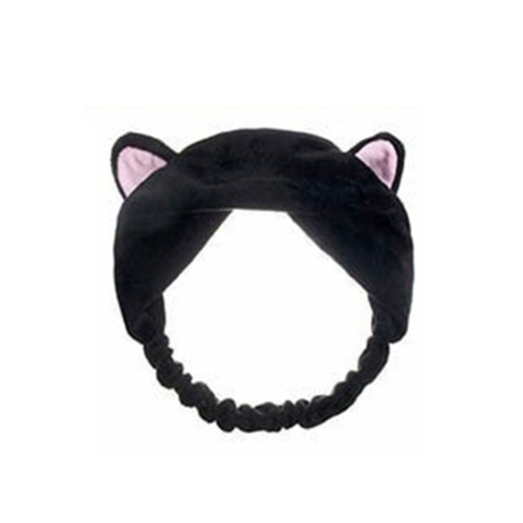 Băng Đô Rửa Mặt / Trang Điểm Bằng Vải Họa Tiết Tai Mèo Hoạt Hình Thân Thiện Với Da Cho Nữ