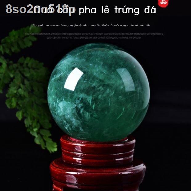 ⊕  8so2nn518pĐồ trang trí quả cầu pha lê màu xanh lá cây tự nhiên đá thô quặng phong thủy xua đuổi tà ma đồ văn