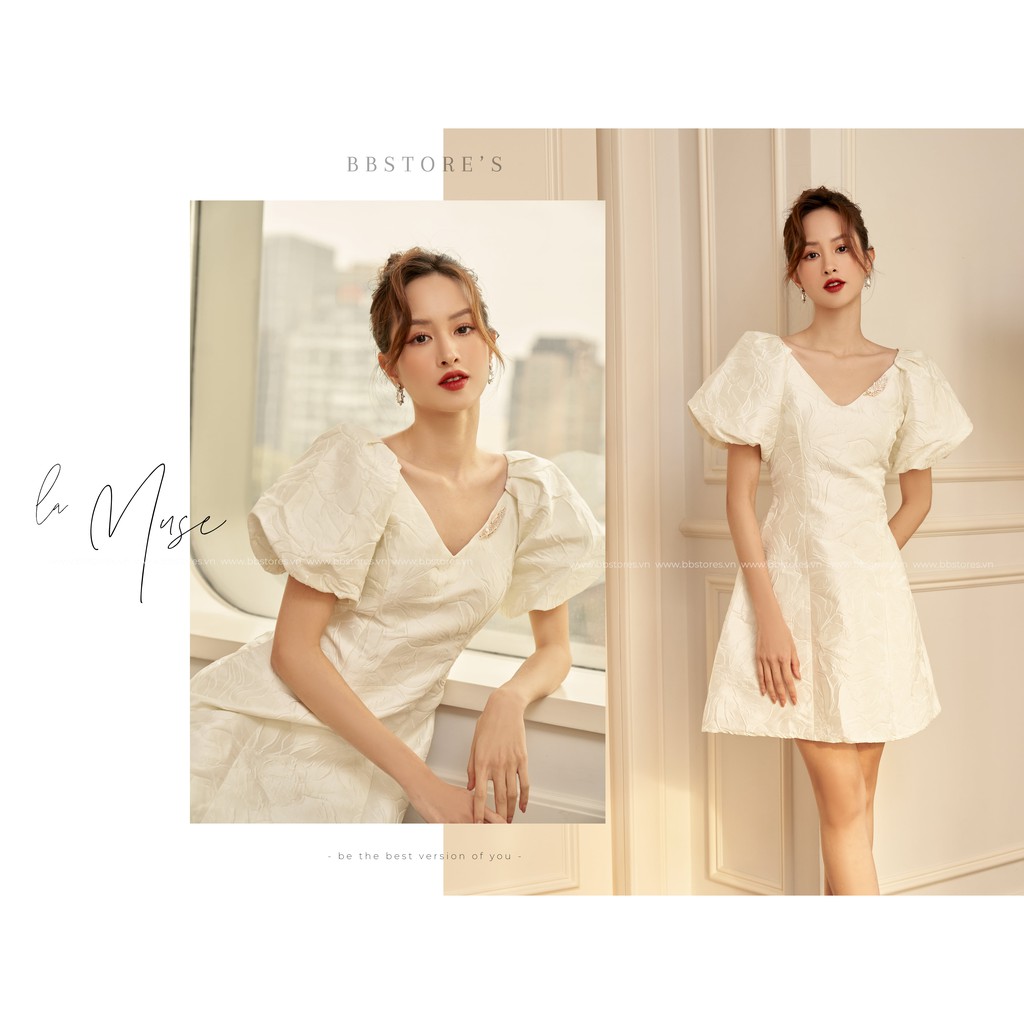 [BBSTORE'S] Đầm Gấm Cổ V Vice -TK185